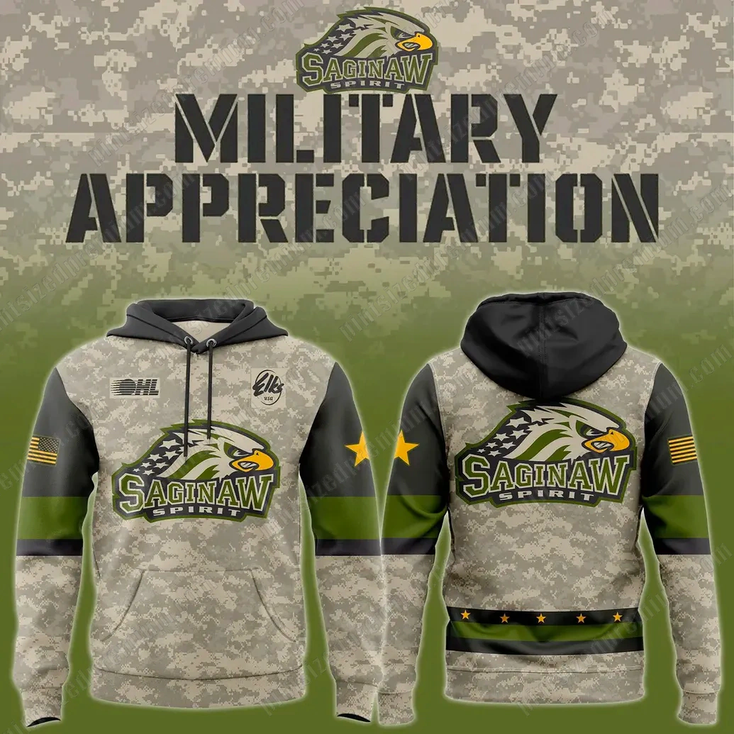Saginaw Spirit Military Appreciation Night 2025 Hoodie Saginaw Spirit Military Appreciation Night 2025 Hoodie