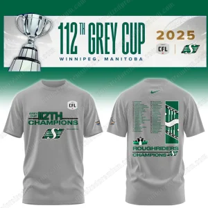 Saskatchewan Roughriders Grey Cup Champions 2025 T-Shirt Saskatchewan Roughriders Grey Cup Champions 2025 T-Shirt
