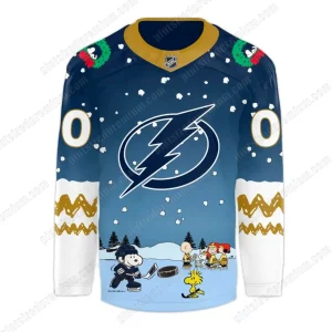 Tampa Bay Lightning 2025 Peanuts Snow Hockey Jersey