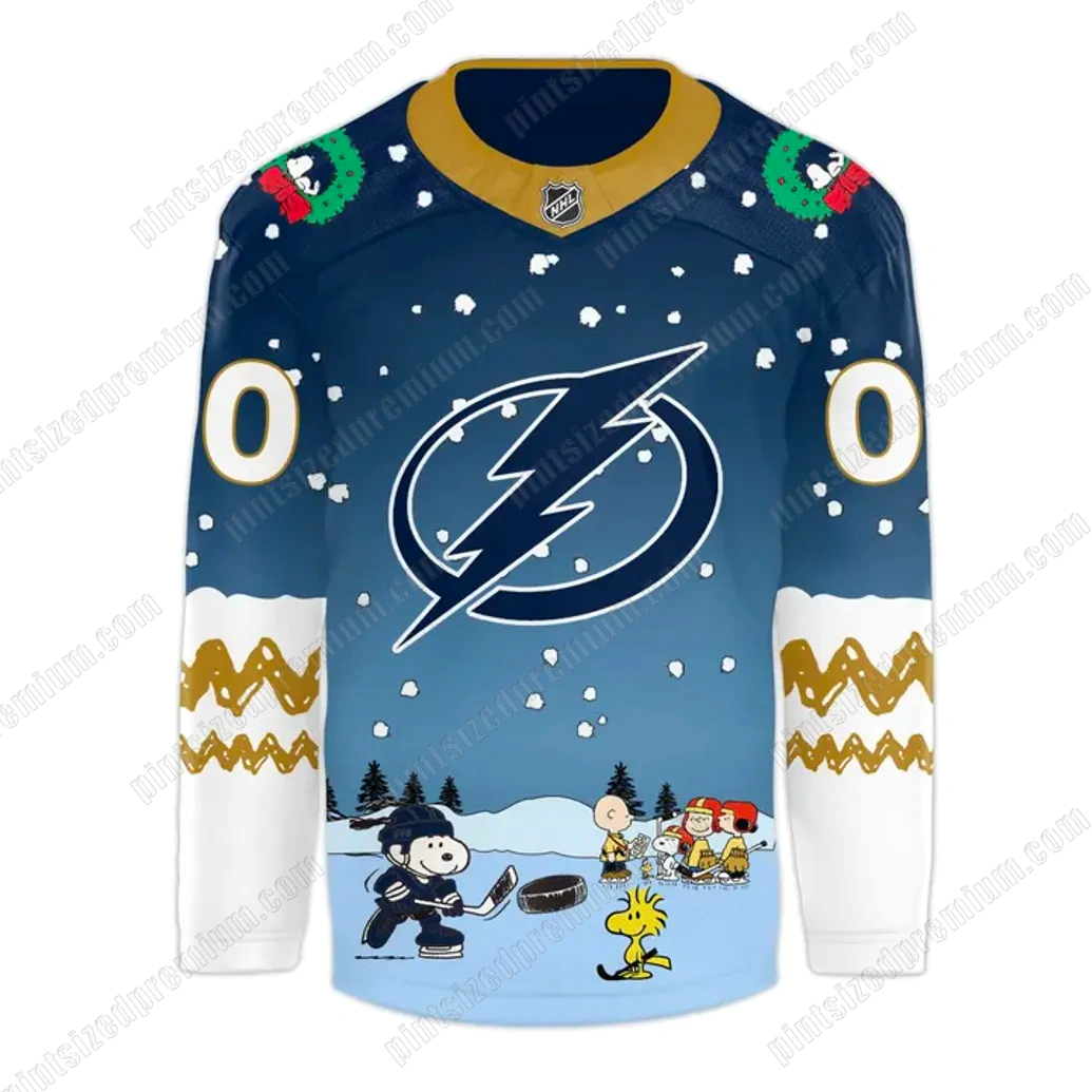 Tampa Bay Lightning 2025 Peanuts Snow Hockey Jersey Tampa Bay Lightning 2025 Peanuts Snow Hockey Jersey