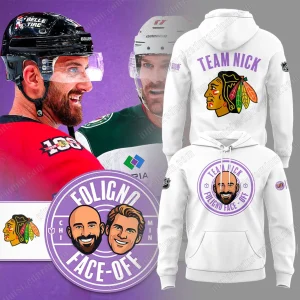 Team Nick Chicago Blackhawks Foligno Face Off 2025 T-Shirt