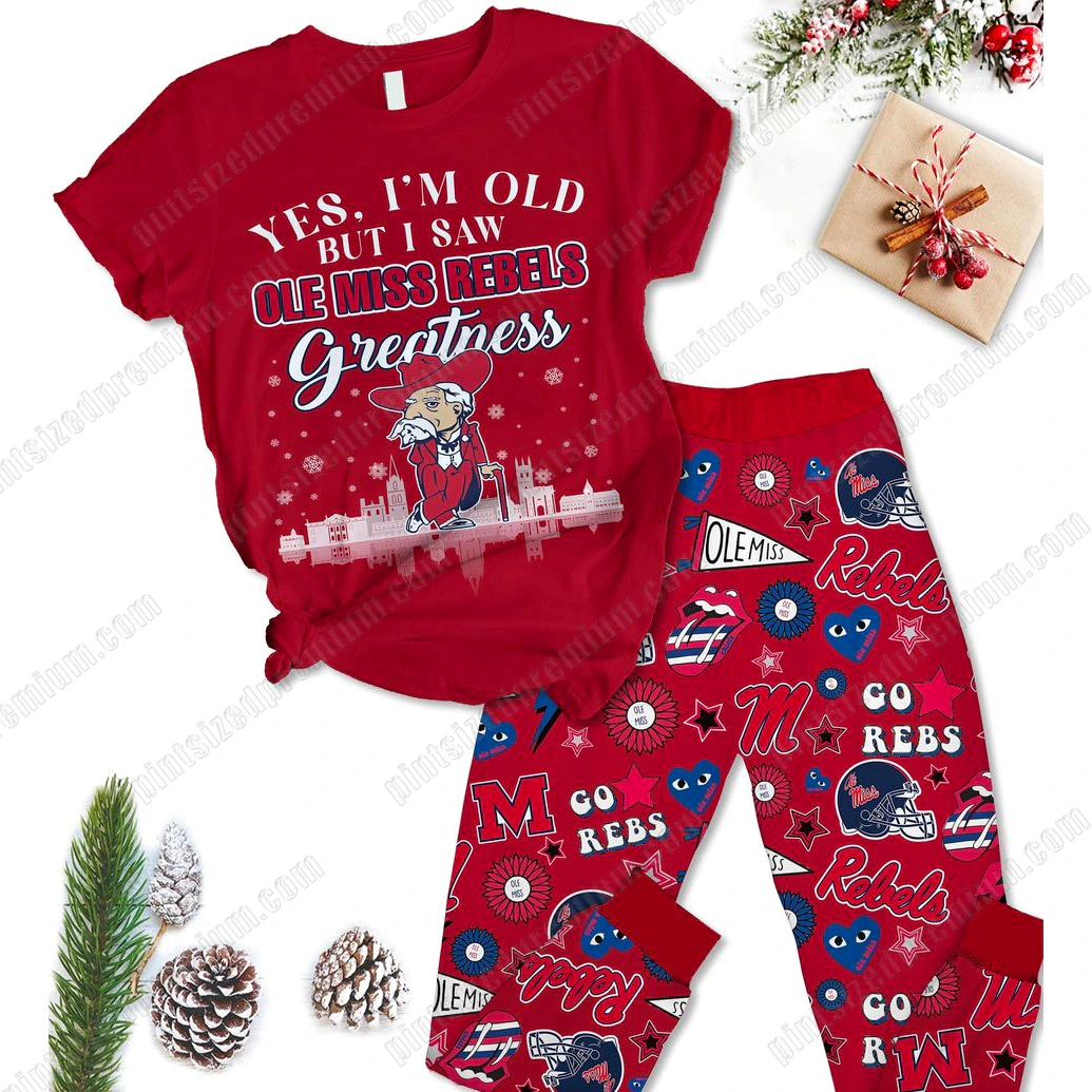 Yes I'm Old But I Saw Ole Miss Rebels Greatness Pajamas Set Yes I'm Old But I Saw Ole Miss Rebels Greatness Pajamas Set
