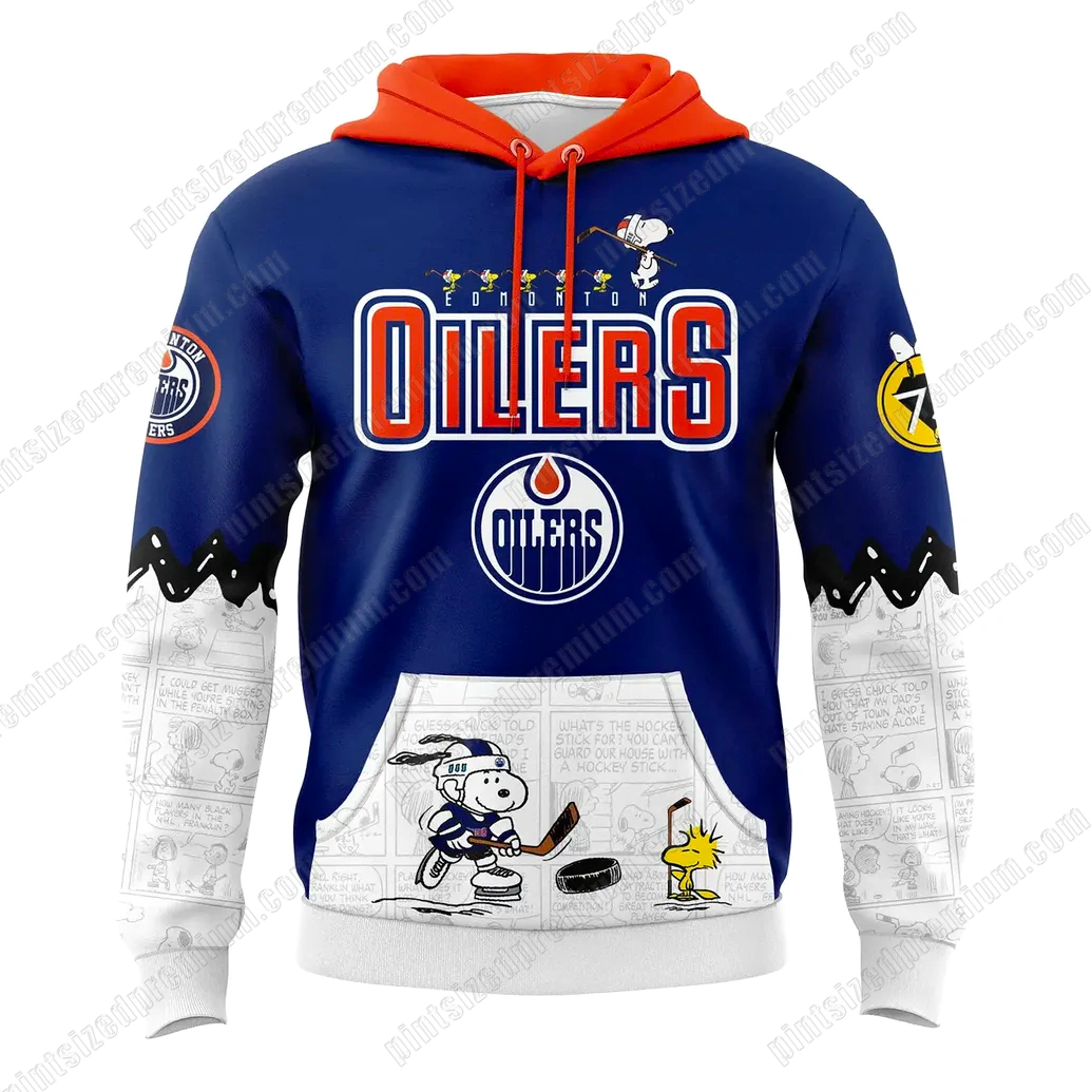 Edmonton Oilers Peanuts Night Hoodie Edmonton Oilers Peanuts Night Hoodie