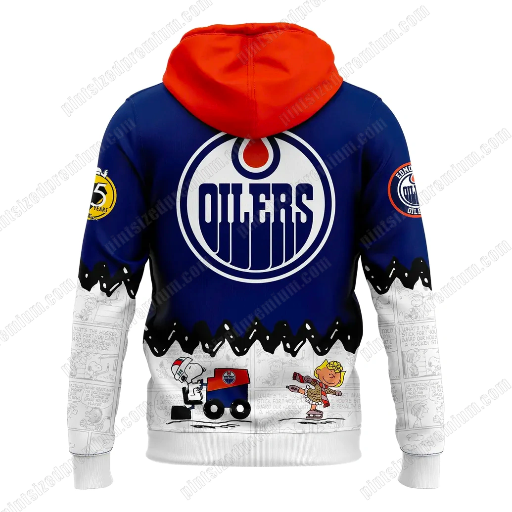 Edmonton Oilers Peanuts Night Hoodie Edmonton Oilers Peanuts Night Hoodie