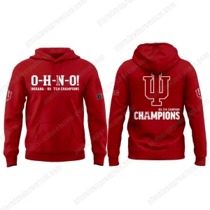 Indiana Hoosiers Football OHNO Champions 2025 Red Hoodie