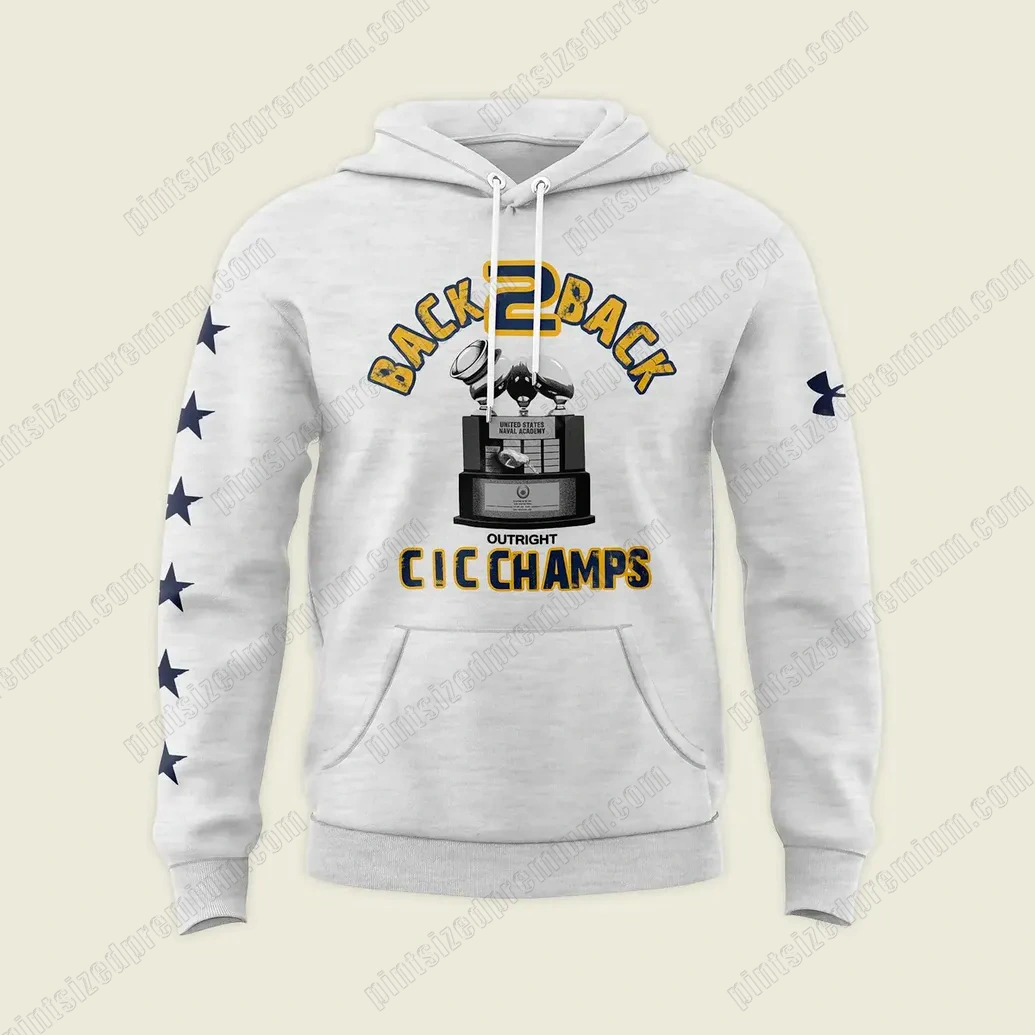 Navy Football Back To Back 2025 CIC Champions Hoodie Navy Football Back To Back 2025 CIC Champions Hoodie