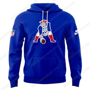 New England Patriots 2025 Throwback Historic Royal Hoodie