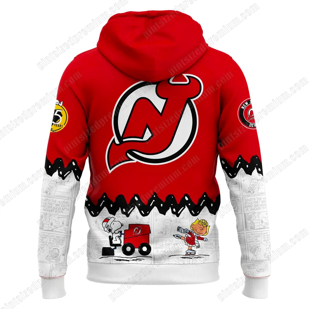 New Jersey Devils Peanuts Night Hoodie New Jersey Devils Peanuts Night Hoodie