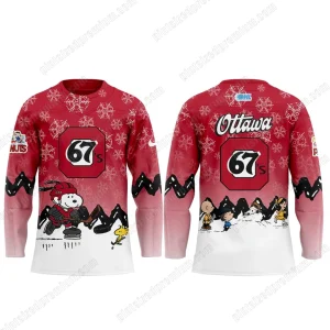 Ottawa 67’s Peanuts And Snoopy For Fan Hockey Jersey