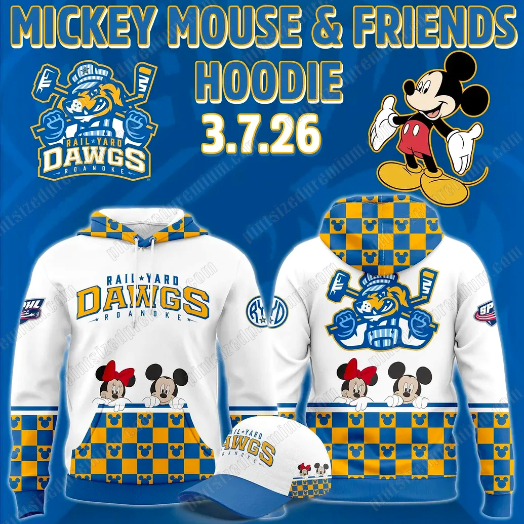 Roanoke Rail Yard Dawgs Mickey Mouse Friends Limited Hoodie Roanoke Rail Yard Dawgs Mickey Mouse Friends Limited Hoodie