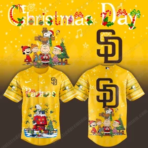San Diego Padres Snoopy Christmas And Friend Baseball Jersey