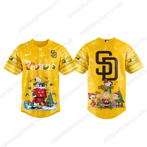 San Diego Padres Snoopy Christmas And Friend Baseball Jersey