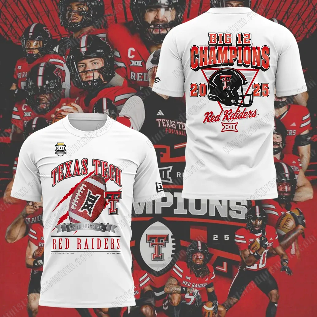 Texas Tech Red Raiders 2025 Big 12 White Shirt Texas Tech Red Raiders 2025 Big 12 White Shirt