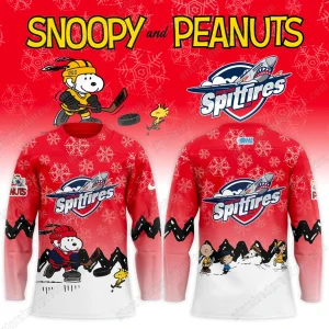 Windsor Spitfires Peanuts And Snoopy For Fan Hockey Jersey