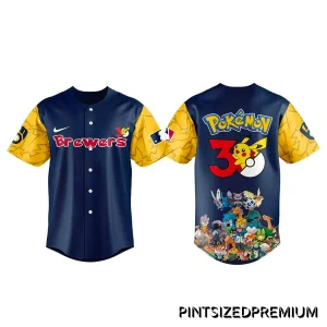 Milwaukee Brewers x Pokemon 30th Anniversary Baseball Jersey