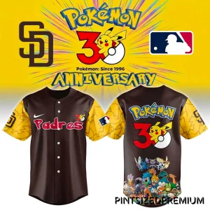 San Diego Padres x Pokemon 30th Anniversary Baseball Jersey