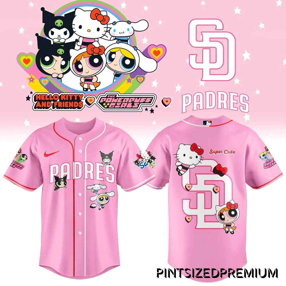 San Diego Padres x The Powerpuff Girls & Hello Kitty 2026 Pink Jersey San Diego Padres x The Powerpuff Girls & Hello Kitty 2026 Pink Jersey